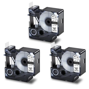 Etiqueta de vinilo IND 3PK 18445 negro sobre blanco 3/4"x18' para cinta DYMO Rhino 5000 5200 - Imagen 1 de 10