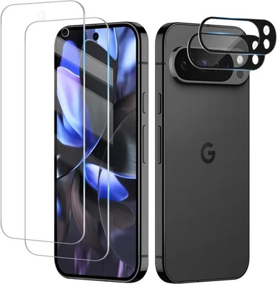MARKENLOS 4in1 Google Pixel 9 / Pro XL 2x 9h Schutzglas + 2x Kameraschutz Panzerfolie Glas