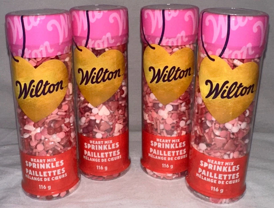 Four (4) Wilton Heart Mix Sprinkles, 116g, Sealed New - Image 1 of 1