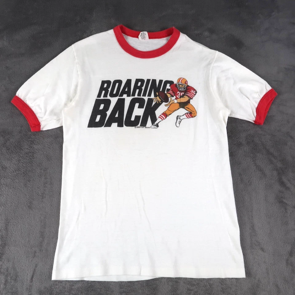 Camiseta vintage años 80 1980 San Francisco 49ers rugiente espalda timbre S pequeña 34-36 Foto 1 de 4