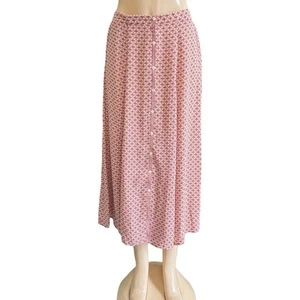 NEW Max Studio Women's Pink Print A-Line Midi Skirt Button Down Front Small - Picture 1 of 16