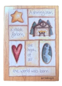 A Shining Star Heidi Satterberg Christmas Season Sentiment Wood Rubber Stamp - Picture 1 of 5