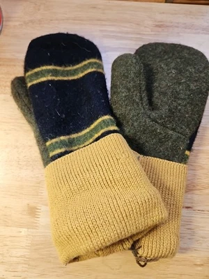 Рукавицы ручной работы переработанные свитера переработанная шерсть или смесь флисовая подкладка  - Изображение 1 из 4