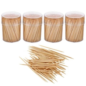 Bamboo Wooden Toothpicks 1600 Pieces Wood Round Toothpicks in Plastic Storage... - Picture 1 of 9