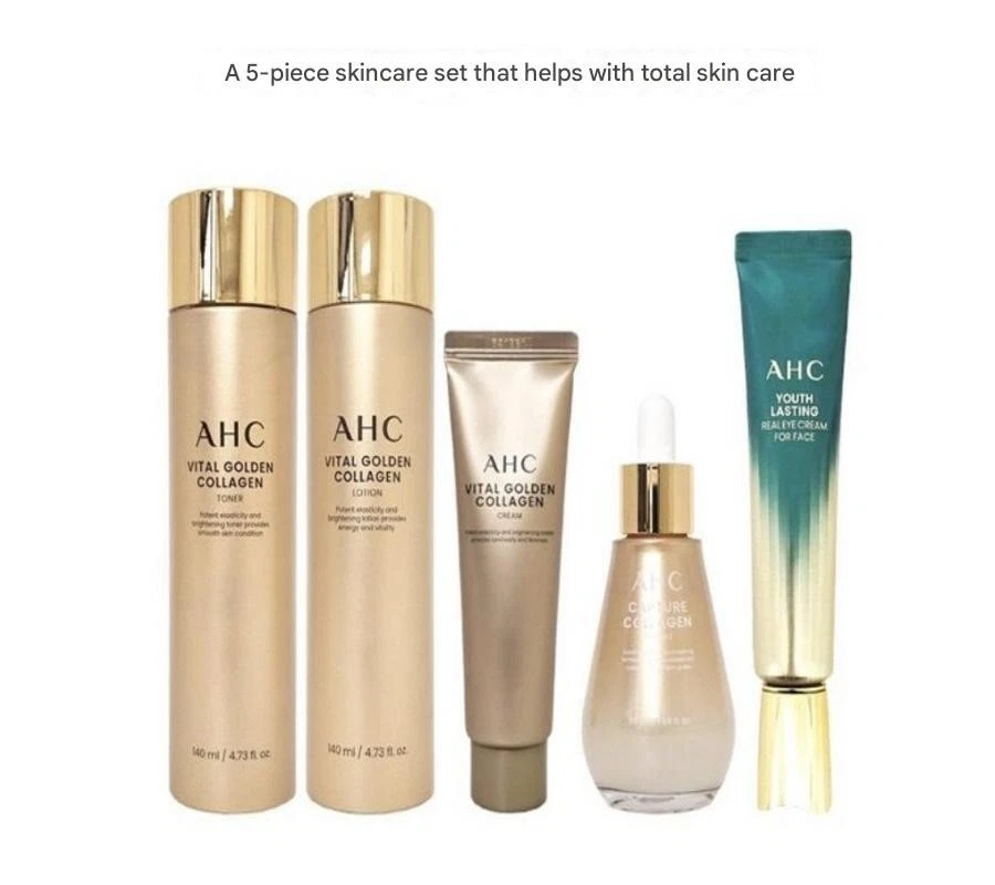 Juego de 5 piezas AHC Vital Golden Collagen Youth - tónico, emulsión, crema, suero, ojos Foto 1 de 4