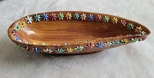 Vintage Elbee Italy Schale Mid Century Keramik Bonboniere Blumen handbemalt 50er - Bild 1 von 20