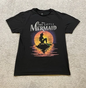 Vintage Disney The Little Mermaid T-Shirt Women's Medium Black  Ariel Sunset - Picture 1 of 6