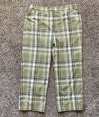 Brooks Brothers Pants Women's Size 12 Green Plaid Stretch Cropped Ankle Pockets - Image 1 of 4