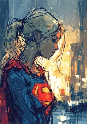 Supergirl  Art  Card 1/1 PaintOholic Signed ONE OF A KIND - Image 1 of 2