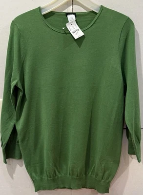Suéter J Crew Mujer Verde 100% Algodón Ligero Manga 3/4 Talla Grande Nuevo con Etiquetas Foto 1 de 3