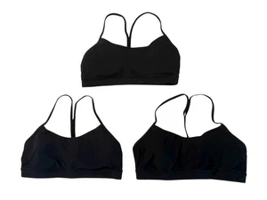 Lot of 3 Lululemon Black Padded Sports Bras Spaghetti Racerback Women’s Size 12 - Picture 1 of 11