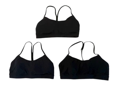 Lot of 3 Lululemon Black Padded Sports Bras Spaghetti Racerback Women’s Size 12 - Image 1 of 4