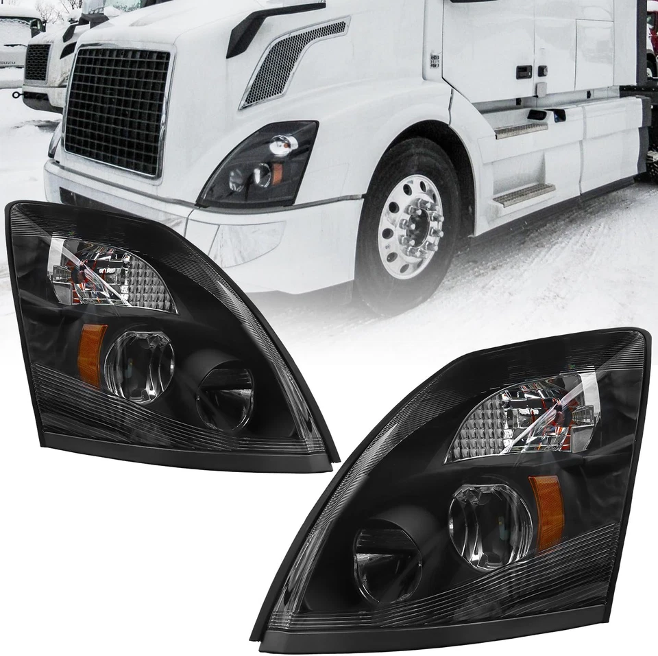 Faros LED negros izquierda derecha para Volvo VNL VNX 2004-2017 2018 Foto 1 de 4