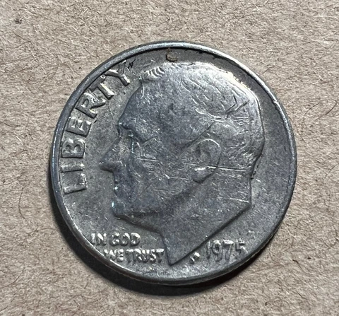 1975 P Roosevelt Dime Off Center Letterings On Edge Error Coin Rare Cover