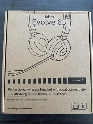 Jabra Evolve 65 MS Wireless Headset, Link 370 USB Adapter NEW - Image 1 of 2