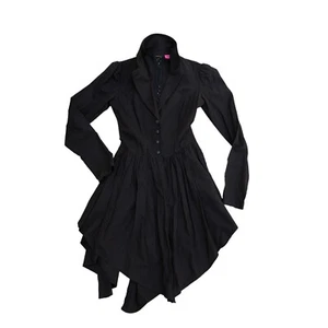 VTG Y2K BETSEY JOHNSON Gothic Shirt Dress Women's 2 Black Long Sleeve Button - Picture 1 of 9