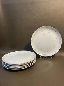 Vintage Japan Fine China Snowflake Christmas Atomic 10 3/8”DINNER Plate Set Of 6 - Picture 1 of 9