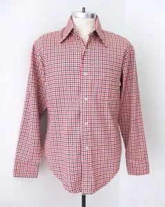 Camisa deportiva de colección años 70 JCPenney roja negra gingham a cuadros algodón franela L - Imagen 1 de 6