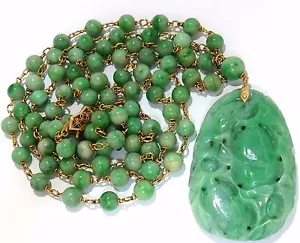 GIA NATURAL 210CT JADE PERLEN HALSKETTE & KEINE VERBESSERUNGEN + - Bild 1 von 7
