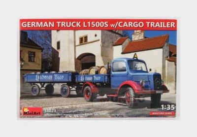 1:35 Miniart Mercedes Benz L1500 German Truck With Trailer 1941 Kit MA38023 Mode - Immagine 1 di 2