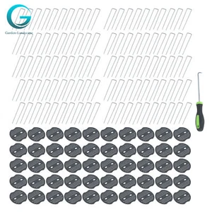 100Pcs Galvanized Landscape Pins Staples Easy To Mount W/ Gasket Washer Caps 6In - Picture 1 of 8