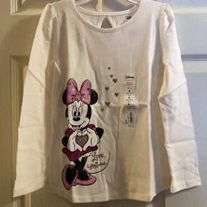 NWT~ Disney Jumping Beans Girls Sz 6 Glittery Minnie Mouse Shirt Hearts Love - Picture 1 of 9