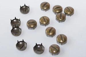 250x Ziernieten / Nieten / Krallennieten, Ø14.3 mm, rund-gewölbt, Kolonial-Gold - Picture 1 of 4