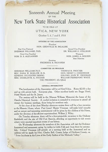 1914 16ª Reunión Anual Asociación Histórica del Estado de Nueva York Programa Utica NY - Imagen 1 de 3