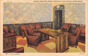 Postal LA: Sala del Comité del Senado, Capitolio del Estado de Louisiana, ropa publicada 1941 - Imagen 1 de 2