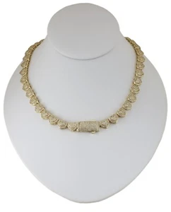 Women 14K Yellow Gold Plated Cz Heart Choker Necklace And Bracelet Set - Picture 1 of 3