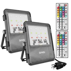 2 Pack RGB Flood Light 400W Equivalent Colour Changing LED Landscape Light SANSI - Picture 1 of 13