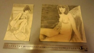 2 pencil paintings Erotic art, nude female, akt, woman,nudo,original art drawing - Picture 1 of 11