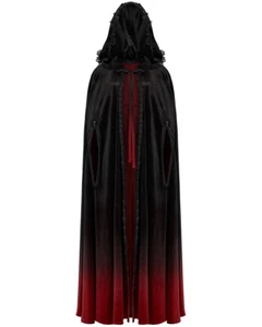 Punk Rave Womens Gothic Gradient Velvet Cloak - Black & Red - Picture 1 of 12