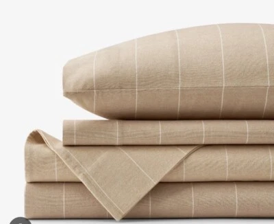 The Company Store Bromley Wheat Tan Striped Flannel Twin Duvet Cover Portugal - Image 1 of 4