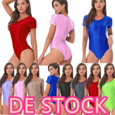 DE Damen Glossy Bodycon Bodysuit Bikini Trikot Top Bademode Gymnastik Jumpsuits - Bild 1 von 4