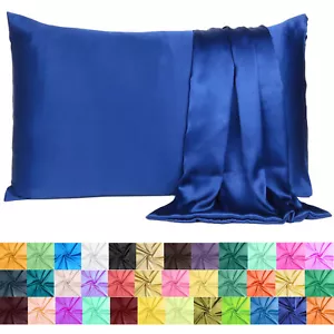 Luxurious Satin Silk Pillowcase Soft Bedding Standard Queen King Pillow Cover - Picture 1 of 249