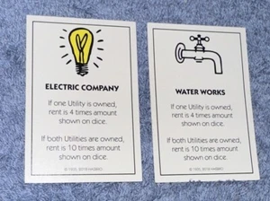 2017 Monopoly Game Replacement Pieces - 2 Utility Cards - Picture 1 of 4