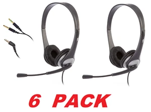 Cyber Acoustics AC-204 Noise-Cancelling Headset with Boom Microphone (6 PACK) - Picture 1 of 3