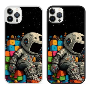 Astronaut and Colorful Blocks Phone Case Cover for iPhone XR 12 13 14 Pro Max SE - Picture 1 of 7