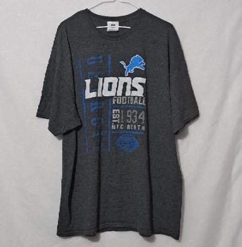 Detroit Lions Grey Men's T-shirt 2xl NFL Team Apparel Football Distressed Logo Cover