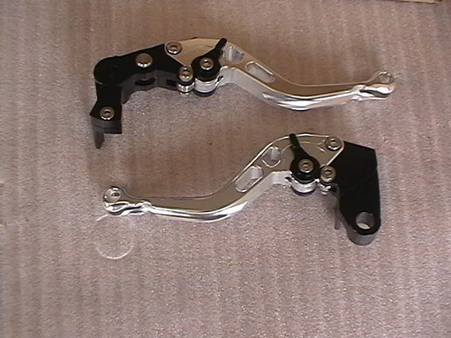 KAWASAKI ZX6R ZX10R Z750R ZX1000 SX Z1000 RACING JUEGO DE PALANCAS CORTAS PLATA NEGRO Foto 1 de 4