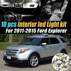 10Pc Car Interior LED Super White Light Bulb Kit for 2011-2015 Ford Explorer - Foto 1 di 8