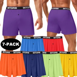 Paquete de 7 calzoncillos boxer suaves para hombre pantalones elásticos holgados calce interior para una semana - Imagen 1 de 27