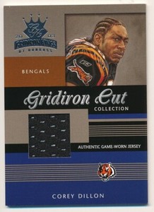 COREY DILLON 2003 DONRUSS GRIDIRON KINGS CUT #48 GAME JERSEY BENGALS 11/475 SP
