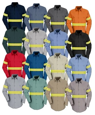 Red Kap Enhanced Visibility Hi Vis Reflective Work Towing Uniform Shirts LS - Image 1 of 4