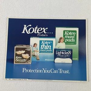 Vintage 1987 Kotex Maxi Pads Advertisement Display Store Sign 7.5"x10" - Picture 1 of 2