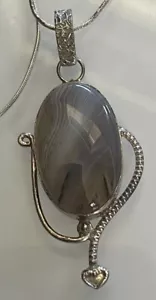 925 Sterling Silber Halskette mit Achat Stein 16" wunderschön - Bild 1 von 4