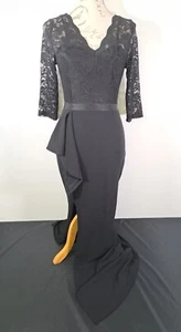 MISSMAY Vintage Floral Black Lace Dress 3/4 Sleeve Ruffle BNWT Womens Size Small - Picture 1 of 22