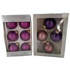 Jaclyn Smith Glass Christmas Ball Ornaments Purple Set Of 10 Vtg Retro Kmart