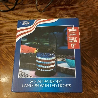 Alpine 5 pulgadas W. x 12 in. H. x 7 in. L. Rojo Blanco Azul Solar LED Patio Foto 1 de 4